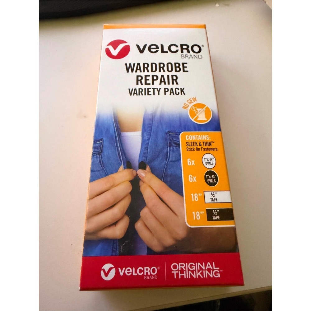 NIP VELCRO Brand Wardrobe Repair Variety Pack No Sew Sleek Thin Fasteners